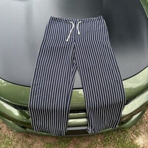 Lauren Ralph Lauren Green Tag %100 Silk Navy Blue Pinstriped Trousers